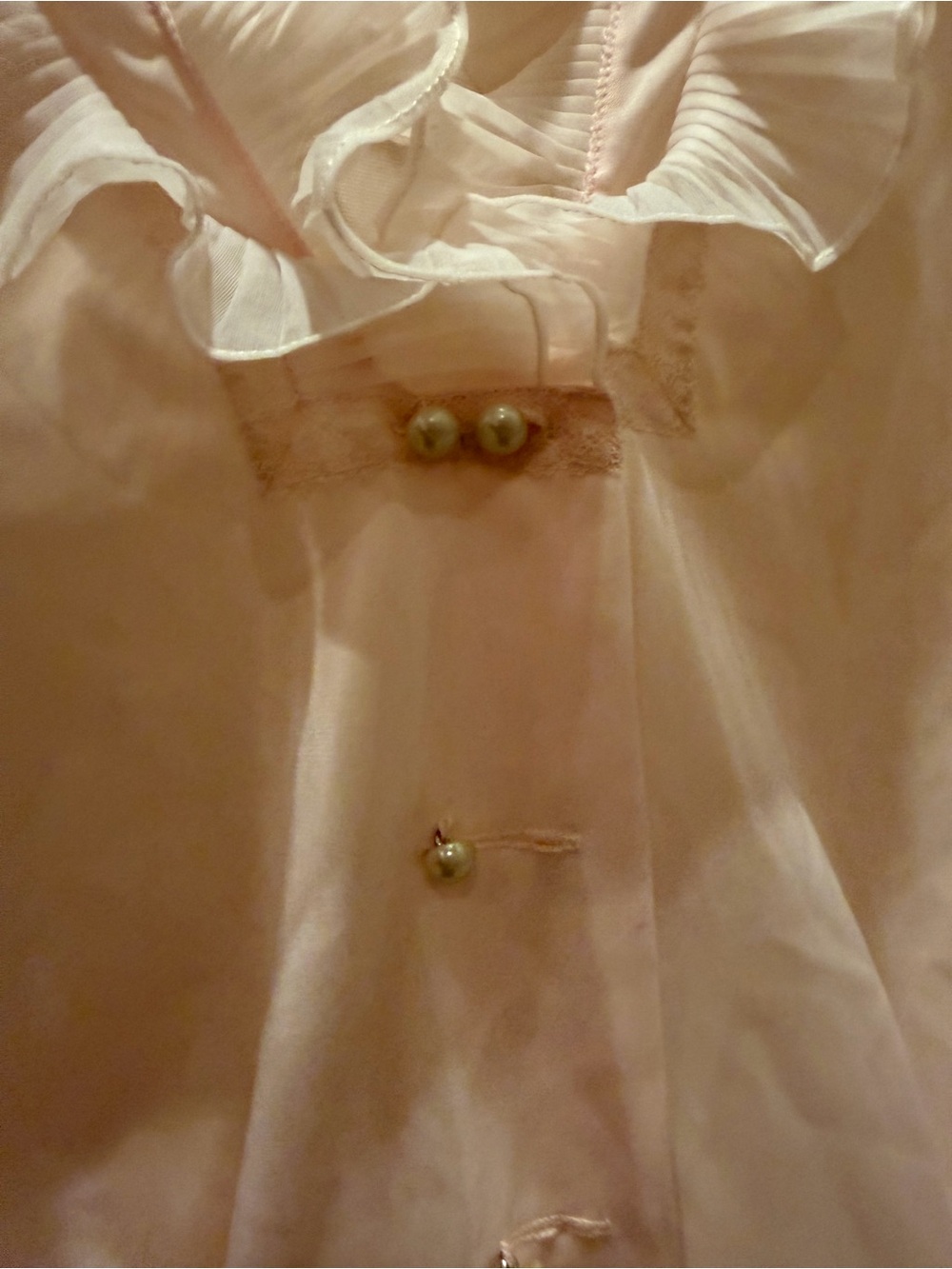 Pink Ruffle-Trim Button Blouse - Picture 3 of 4